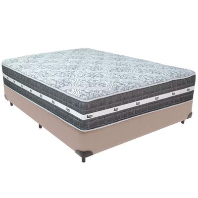 Cama Box Bege E Colchão Black Graphite Molas Ensacadas Casal Anjos