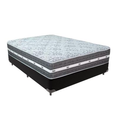 Cama Box Preto E Colchão Black Graphite Molas Ensacadas Casal 138x188x27 Anjos