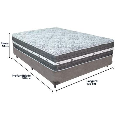Cama Box Cinza E Colchão Black Graphite Molas Ensacadas Casal Anjos
