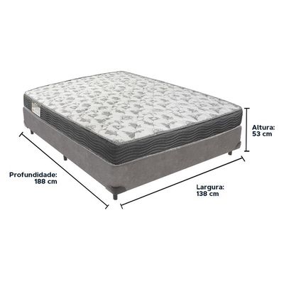Cama Box Cinza E Colchão Iso100 Espuma D33 Casal Ortobom