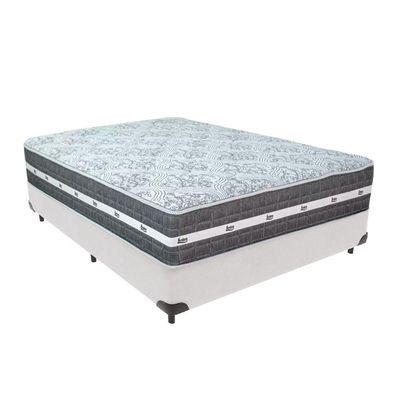 Cama Box Branco E Colchão Black Graphite Molas Ensacadas Casal 138x188x32 Anjos
