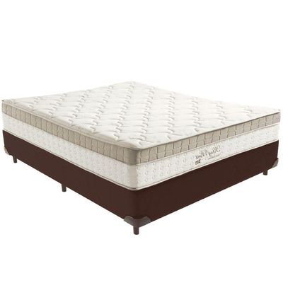 Cama Box Marrom E Colchão King Best Bege Molas Ensacadas Casal Anjos