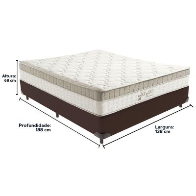 Cama Box Marrom E Colchão King Best Bege Molas Ensacadas Casal Anjos