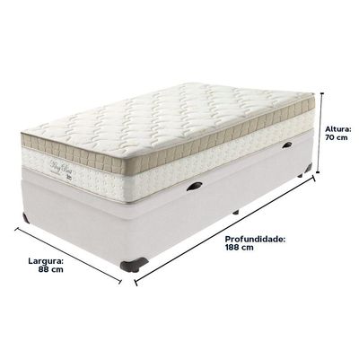 Cama Box Baú Branco E Colchão King Best Molas Ensacadas Solteiro 88x188x33 Anjos