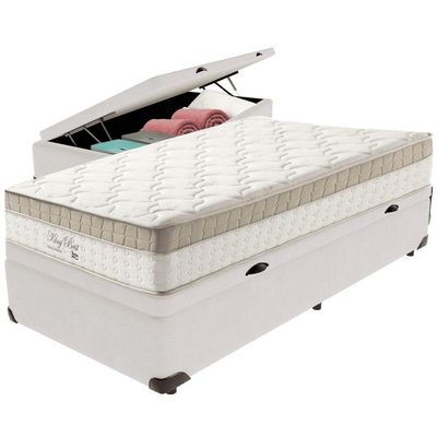 Cama Box Baú Branco E Colchão King Best Molas Ensacadas Solteiro 88x188x33 Anjos