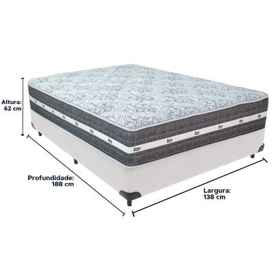Cama Box Branco E Colchão Black Graphite Molas Ensacadas Casal 138x188x27 Anjos