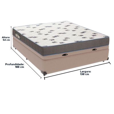 Cama Box Baú Bege E Colchão Light Espuma D33 Casal Ortobom