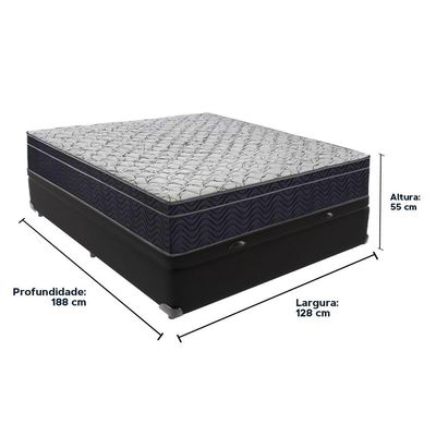Cama Box Baú Preto E Colchão Airtech 150 Espuma D45 Viúvo Ortobom