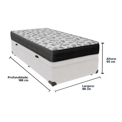 Cama Box Baú Branco E Colchão Iso100 Espuma D33 Solteiro Ortobom