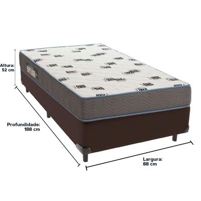 Cama Box Marrom E Colchão Light Espuma D33 Solteiro Ortobom