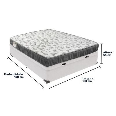 Cama Box Baú Branco E Colchão Iso100 Espuma D33 Casal Ortobom
