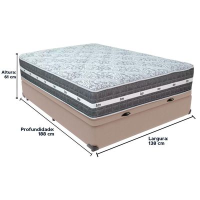 Cama Box Baú Bege E Colchão Black Graphite Molas Ensacadas Casal Anjos