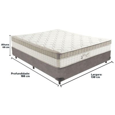 Cama Box Cinza E Colchão King Best Bege Molas Ensacadas Casal Anjos