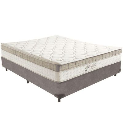 Cama Box Cinza E Colchão King Best Bege Molas Ensacadas Casal Anjos