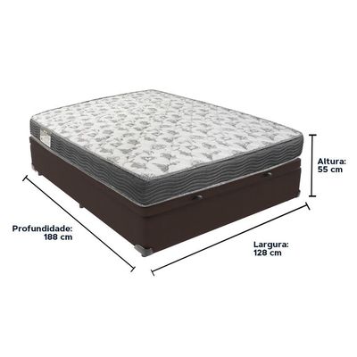 Cama Box Baú Marrom E Colchão Iso100 Espuma D33 Viúvo Ortobom