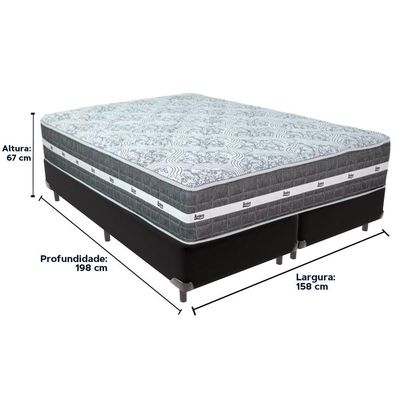 Cama Box Preto E Colchão Black Graphite Molas Ensacadas Queen 158x198x32 Anjos
