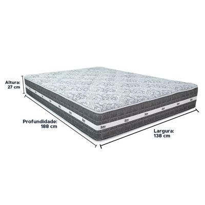 Cama Box Baú Preto E Colchão Black Graphite Molas Ensacadas Casal 138x188x27 Anjos