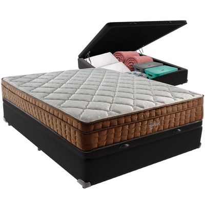 Cama Box Baú Preto E Colchão Anjos Star Pillow In Molas Ensacadas Casal Anjos