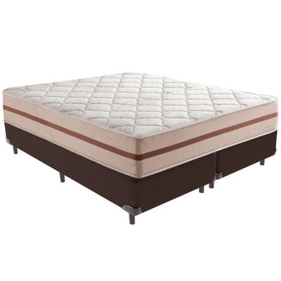 Cama Box Marrom E Colchão Classic 22 Cm Molas Ensacadas Queen Anjos