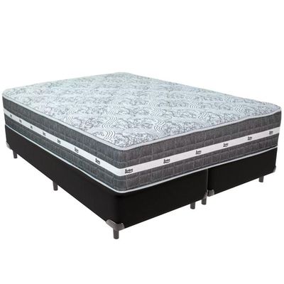 Cama Box Preto E Colchão Black Graphite Molas Ensacadas Queen 158x198x27 Anjos