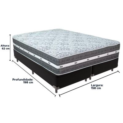 Cama Box Preto E Colchão Black Graphite Molas Ensacadas Queen 158x198x27 Anjos