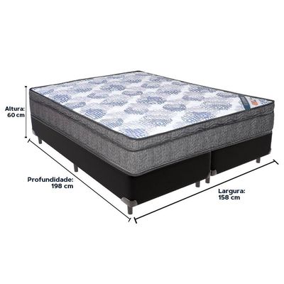 Cama Box Preto E Colchão Iso Superpocket Molas Ensacadas Queen Ortobom