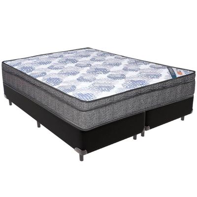 Cama Box Preto E Colchão Iso Superpocket Molas Ensacadas Queen Ortobom