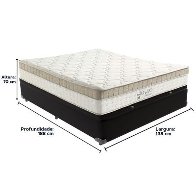 Cama Box Baú Preto E Colchão King Best Molas Ensacadas Casal 138x188x33 Anjos