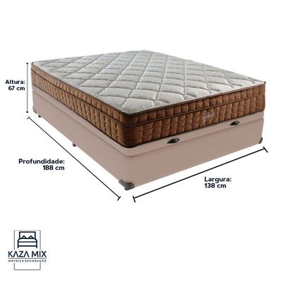 Cama Box Baú Bege E Colchão Anjos Star Pillow In Molas Ensacadas Casal Anjos