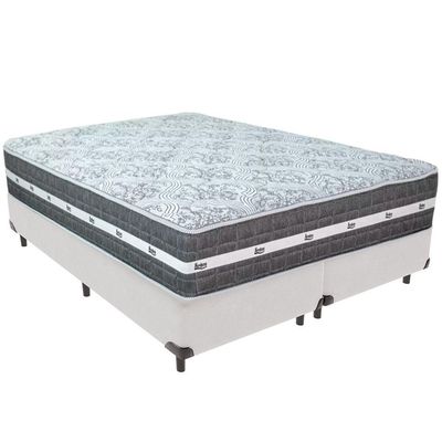 Cama Box Branco E Colchão Black Graphite Molas Ensacadas King 193x203x27 Anjos