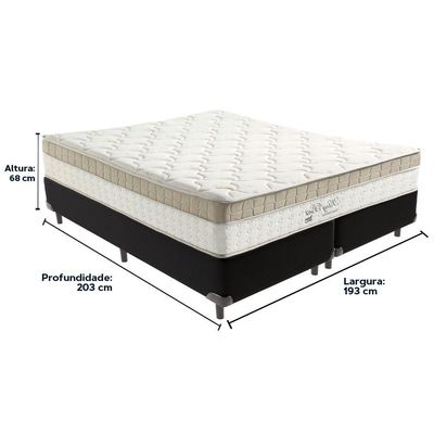 Cama Box Preto E Colchão King Best Molas Ensacadas King 193x203x33 Anjos