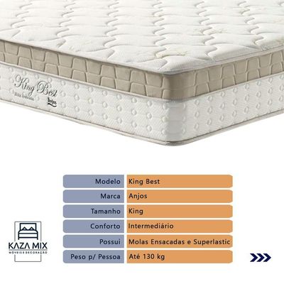 Cama Box Branco E Colchão King Best Molas Ensacadas King 193x203x33 Anjos