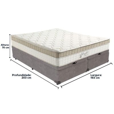 Cama Box Baú Cinza E Colchão King Best Molas Ensacadas King 193x203x33 Anjos