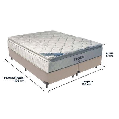 Cama Box Bege E Colchão Freedom Molas Ensacadas Queen Ortobom