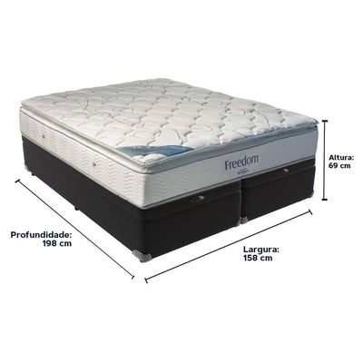 Cama Box Baú Preto E Colchão Freedom Molas Ensacadas Queen Ortobom