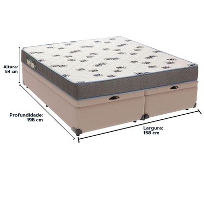 Cama Box Baú Bege E Colchão Light Espuma D33 Queen Ortobom