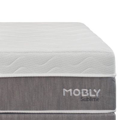 Cama Box Queen com Colchão Sublime Mola Ensacada e Espuma Viscoelástica (32x158x198) Cinza e Branco