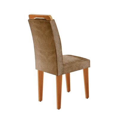Conjunto de Mesa de Jantar com Vidro e  6 Cadeiras Imperatriz Suede Off White e Chocolate