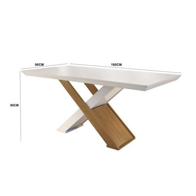 Conjunto de Mesa de Jantar com Vidro e  6 Cadeiras Imperatriz Suede Off White e Chocolate