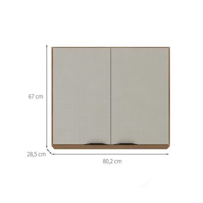 Armário Aéreo Firenze 2 PT Amêndola e Nude 80 cm