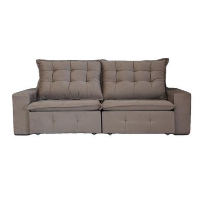 Sofá 4 Lugares Retrátil e Reclinável França Suede Marrom
