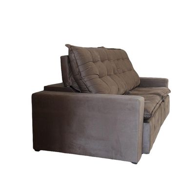 Sofá 4 Lugares Retrátil e Reclinável França Suede Marrom
