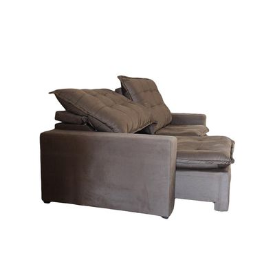 Sofá 4 Lugares Retrátil e Reclinável França Suede Marrom