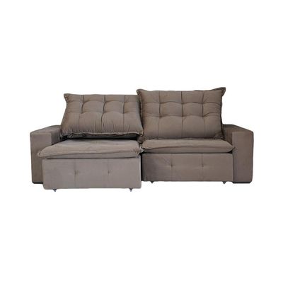 Sofá 4 Lugares Retrátil e Reclinável França Suede Marrom