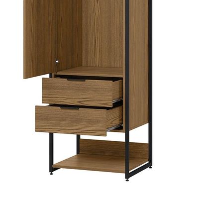 Guarda-Roupa Closet Industrial Mital 1 PT 4 GV Conhaque e Preto