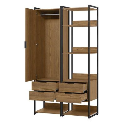 Guarda-Roupa Closet Industrial Mital 1 PT 4 GV Conhaque e Preto