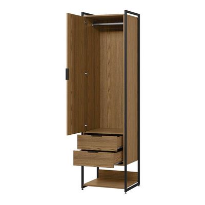 Guarda-Roupa Closet Industrial Mital 1 PT 4 GV Conhaque e Preto