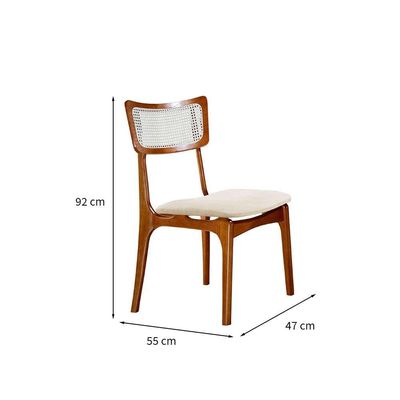 Conjunto com 2 Cadeiras Parma Linho Bege e Imbuia Natural