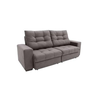 Sofá 3 Lugares Retrátil e Reclinável Biarritz Suede Castanho