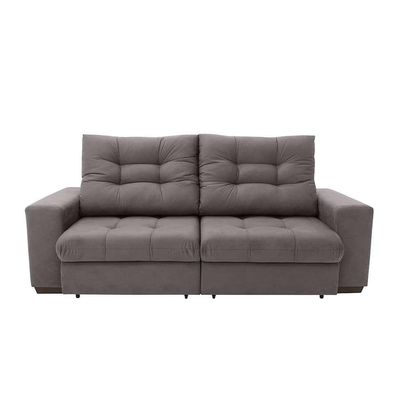 Sofá 3 Lugares Retrátil e Reclinável Biarritz Suede Castanho